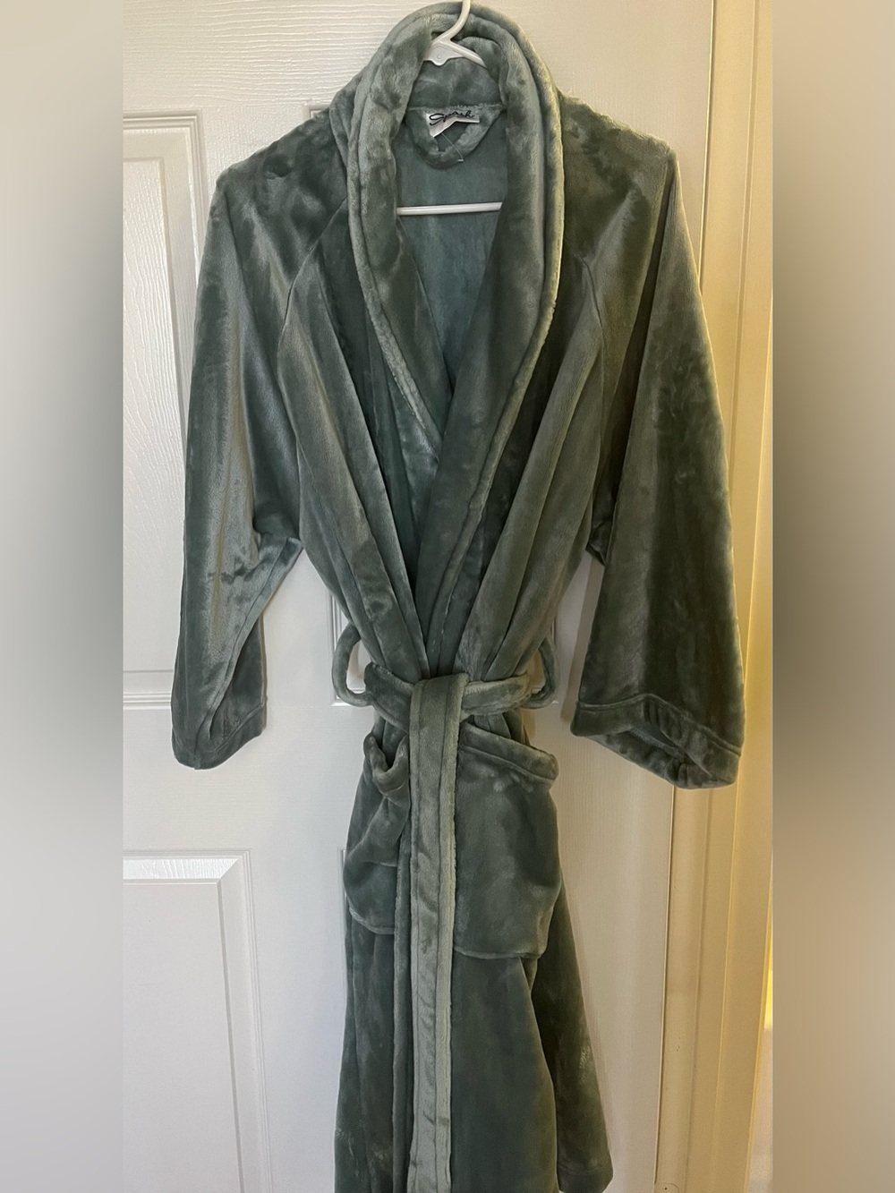 Posh Plush Shawl Collar Robe - Sage